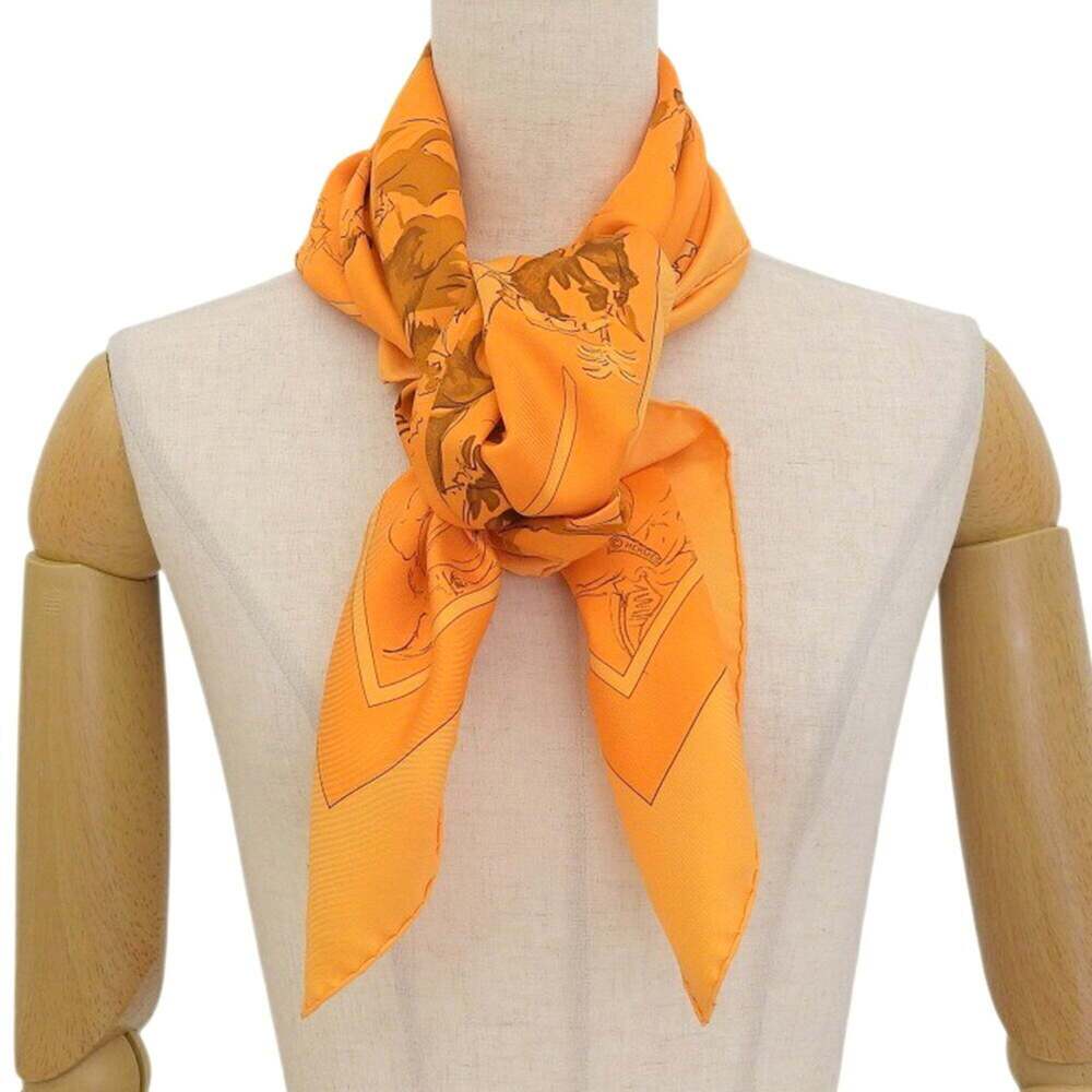 HERMES Orange Silk Scarf - Picture 2 of 7